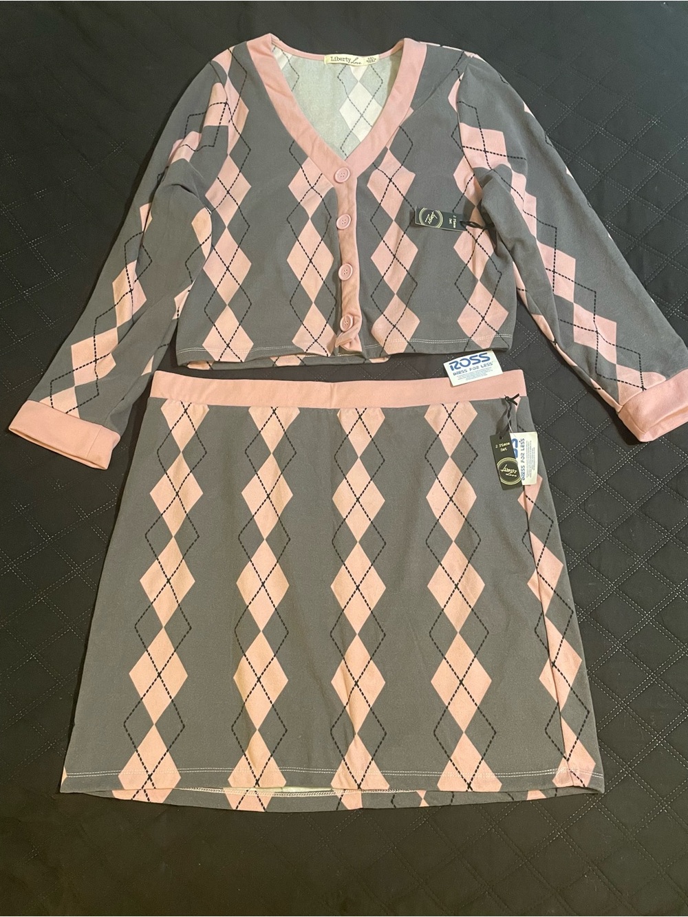 Pink and Gray Skirt Set